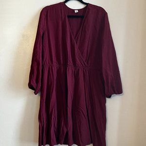 Maroon Long Sleeve Elasticated Waist Dress | Old Navy